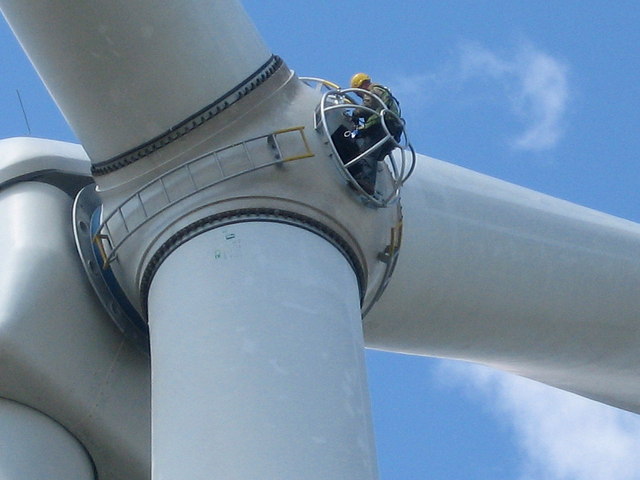 Working on the Hub of Turbine No 2 at Scout Moor geograph.org .uk 1008531
